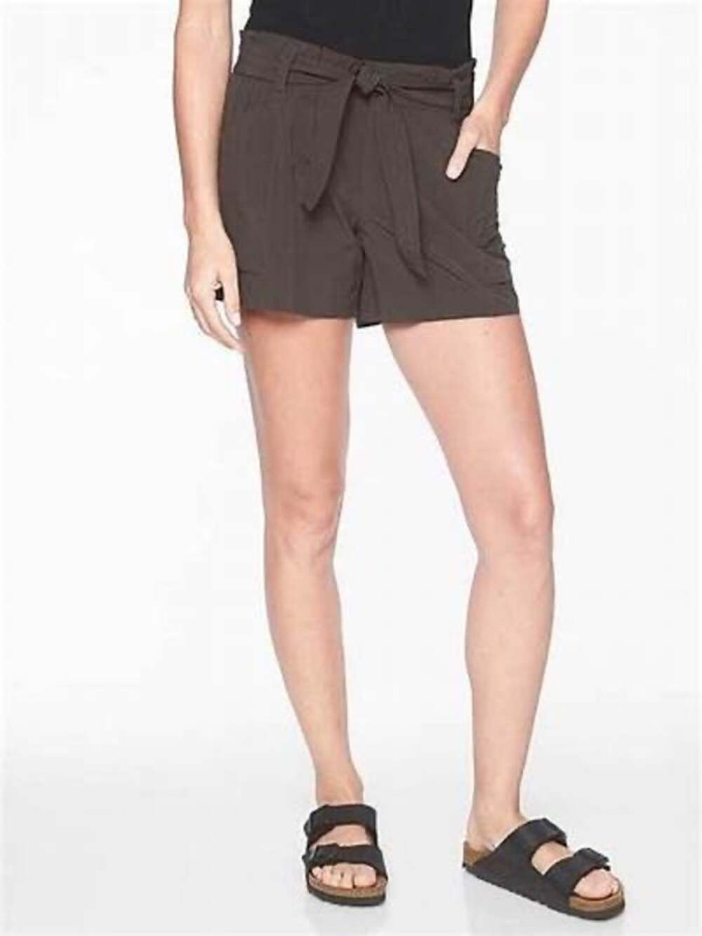 Athleta Brown Skyline Paperbag Tie Waist Shorts Size 4